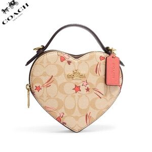 NWT COACH Heart Crossbody In Signature Canvas‎ With Heart And Star Print